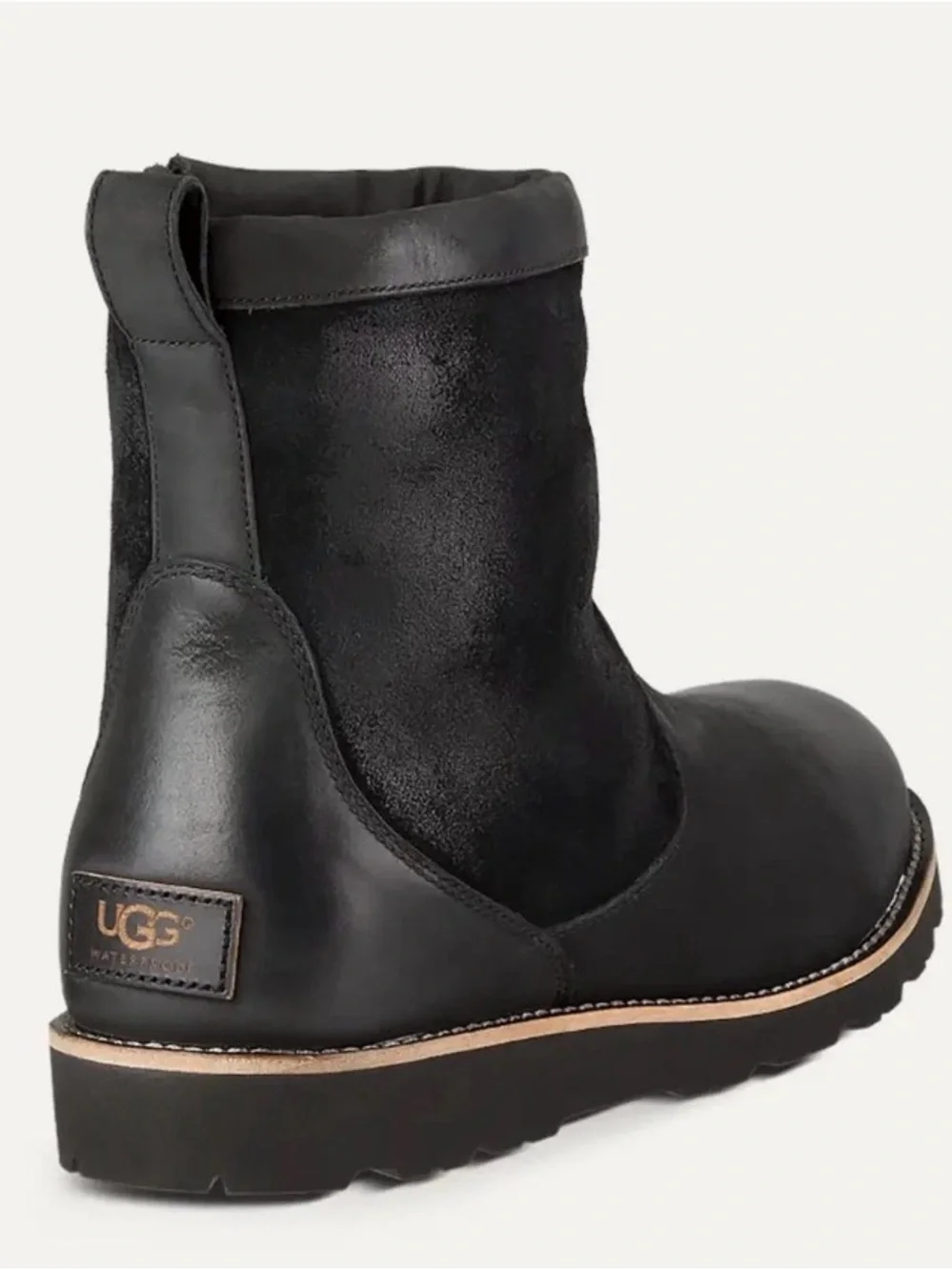 UGG Men's Hendren Black Waterproof Shearling Fur Lined Side Zip Boots Size 12